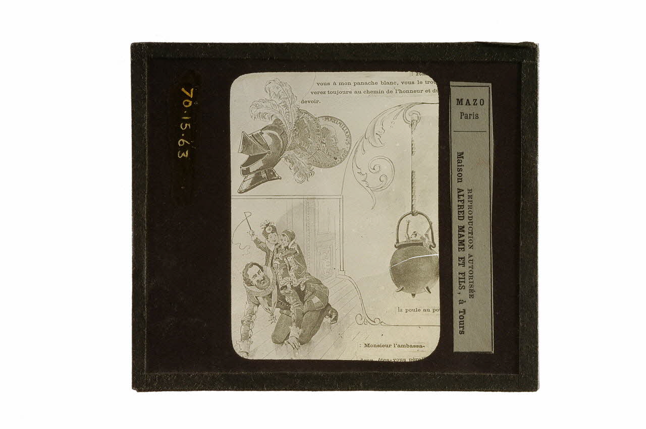 plaque de projection Ralliez-vous à mon panache blanc, vous le trouverez toujours sur le chemin de l'honneur et du devoir (Henri IV) 1970.15.63 Photo