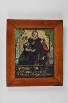 Anonyme peinture sous verre Pasteur bénissant un couple Alsace, France 1768 1961.10.8 Photo Mucem