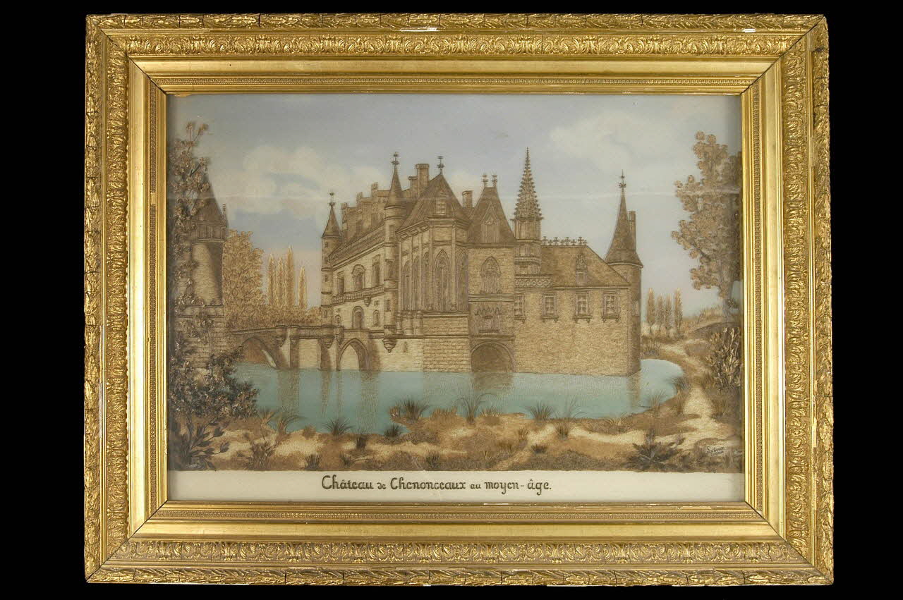 souvenir en cheveux Château de Chenonceaux au moyen-âge 1999.37.40 Photo