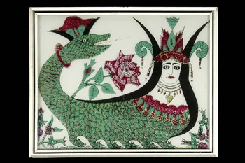 Mehmet Ali Katranci peinture sous verre La reine des serpents ou "Shahmaran" Anatolie Centrale, Turquie 1980 2002.87.1 Photo