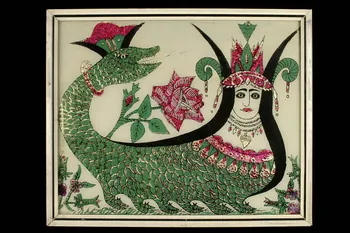 Mehmet Ali Katranci peinture sous verre La reine des serpents ou "Shahmaran" Anatolie Centrale, Turquie 1980 2002.87.3 Photo