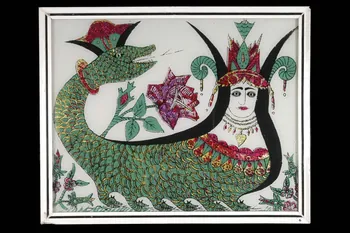 Mehmet Ali Katranci peinture sous verre La reine des serpents ou "Shahmaran" Anatolie Centrale, Turquie 1980 2002.87.4 Photo