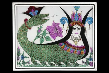 Mehmet Ali Katranci peinture sous verre La reine des serpents ou "Shahmaran" Anatolie Centrale, Turquie 1980 2002.87.5 Photo