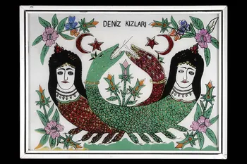 Mehmet Ali Katranci peinture sous verre Les sirènes ou "Deniz Kilari" Anatolie Centrale, Turquie 1980 2002.87.6 Photo