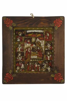 Mihaela Bercea peinture sous verre icône "Praznicar" Transylvanie, Roumanie 2003 2003.168.2 Photo