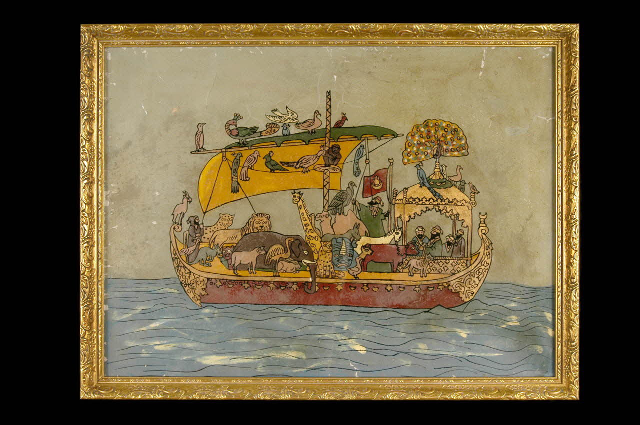 peinture sous verre L'Arche de Noé Tunisie 1925-1930 2003.186.1 Photo Mucem / Anne Maigret