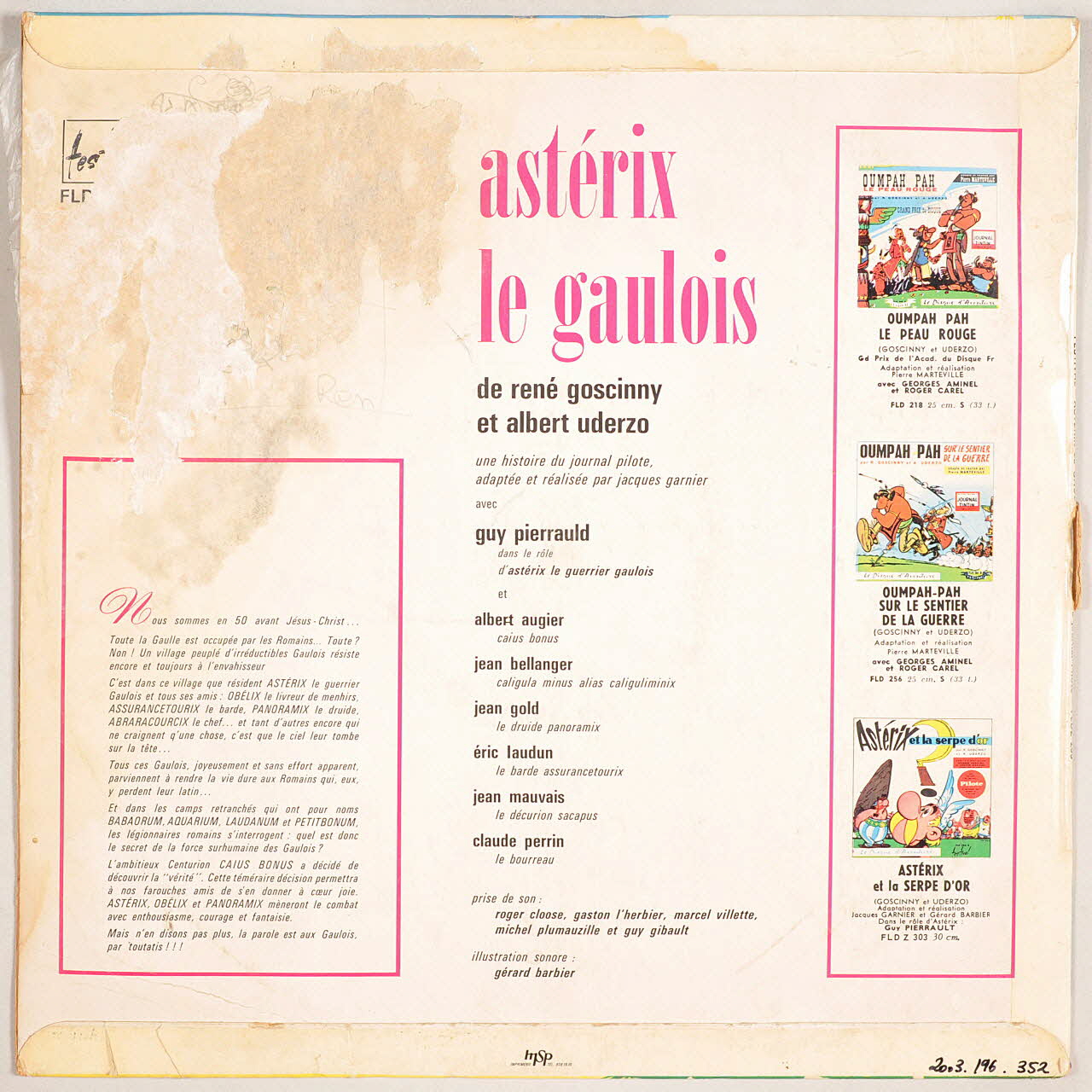 disque 33 tours Les aventures d'Astérix le Gaulois 2003.196.352 Photo
