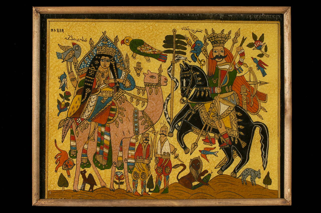 peinture sous verre Antar et Abla 2005.70.14 Photo Mucem / Anne Maigret