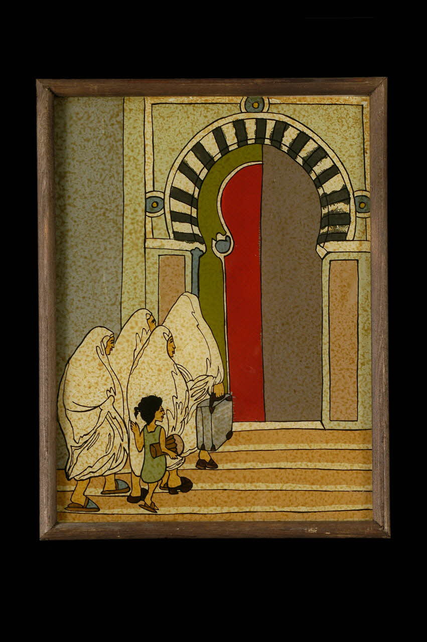 peinture sous verre Entrée du hammam 2005.70.5 Photo Mucem / Anne Maigret