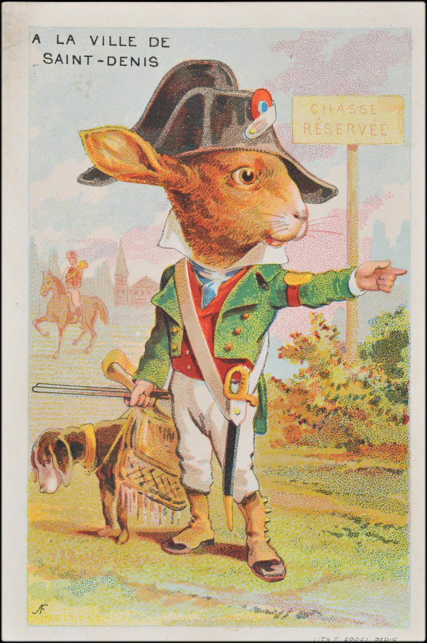 A.F. carte réclame Lièvre garde-chasse 1880-1890 1974.50.453 Photo