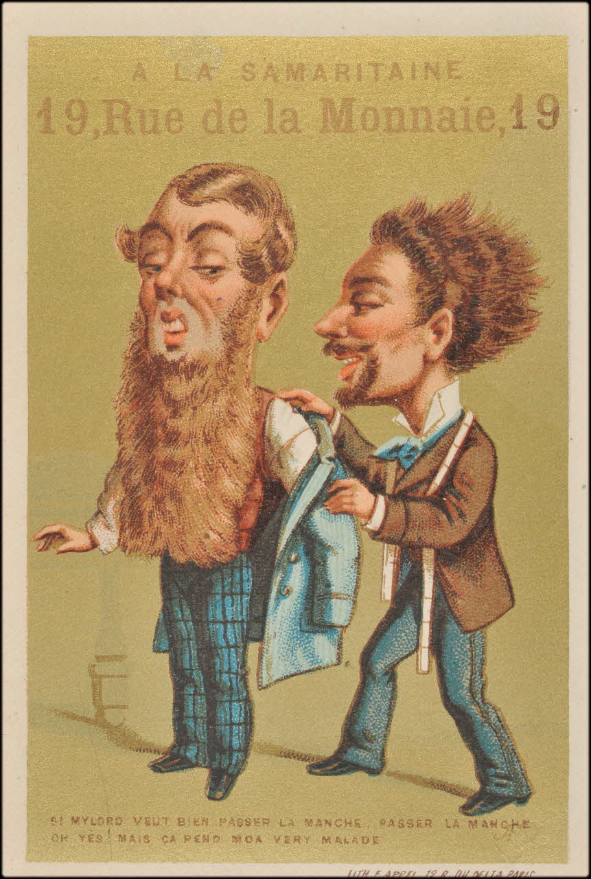 carte réclame SI MYLORD VEUT BIEN PASSER LA MANCHE, PASSER LA MANCHE  OH YES! MAIS CA REND MOA VERY MALADE 1880-1890 1974.50.454 Photo