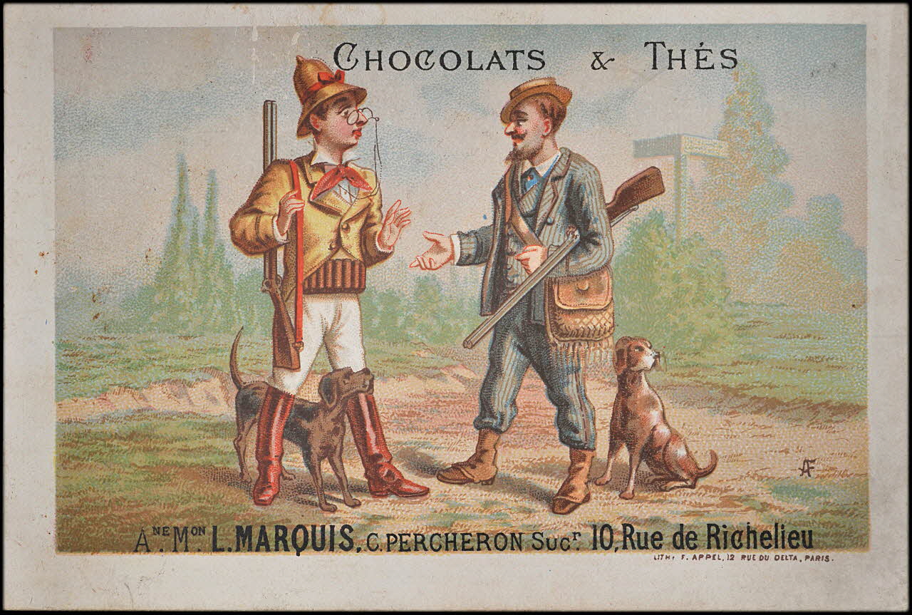 carte réclame Conversation entre deux chasseurs 1880-1890 1974.50.689 Photo