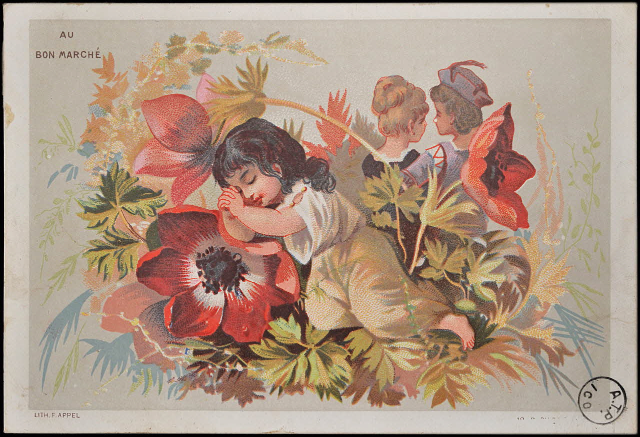 carte réclame Fillette endormie dans une anémone 1880-1890 1975.102.23 Photo