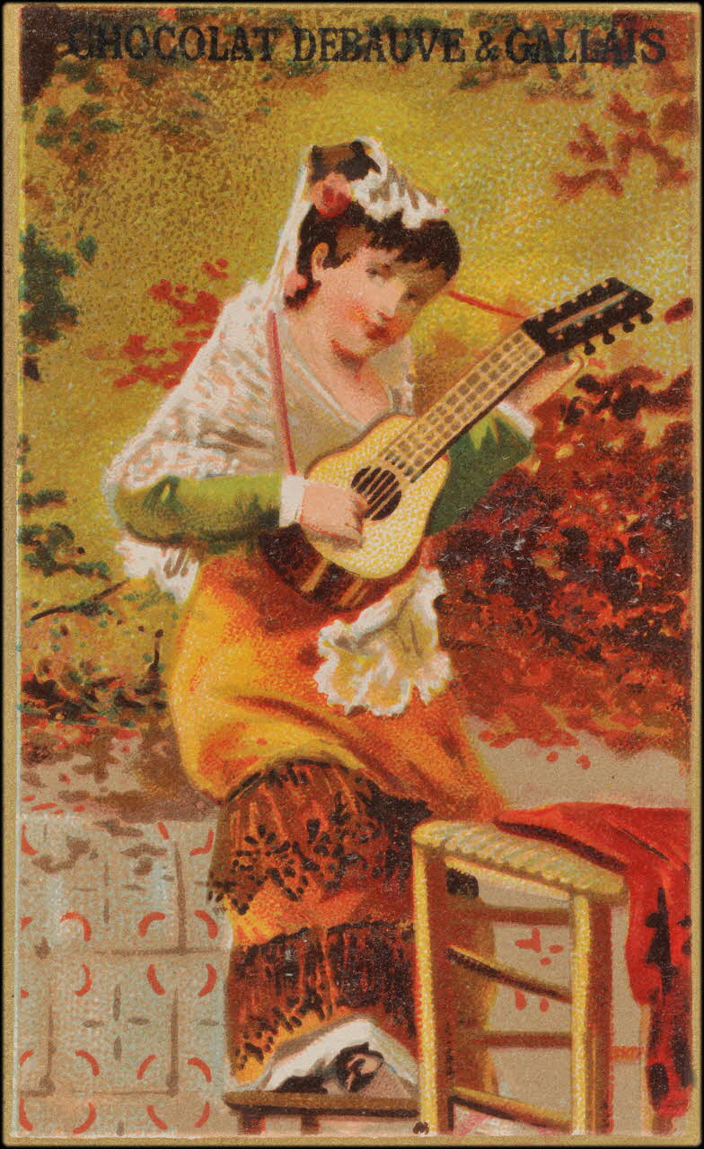 carte réclame Femme espagnole jouant de la guitare 1994.31.30.1 Photo