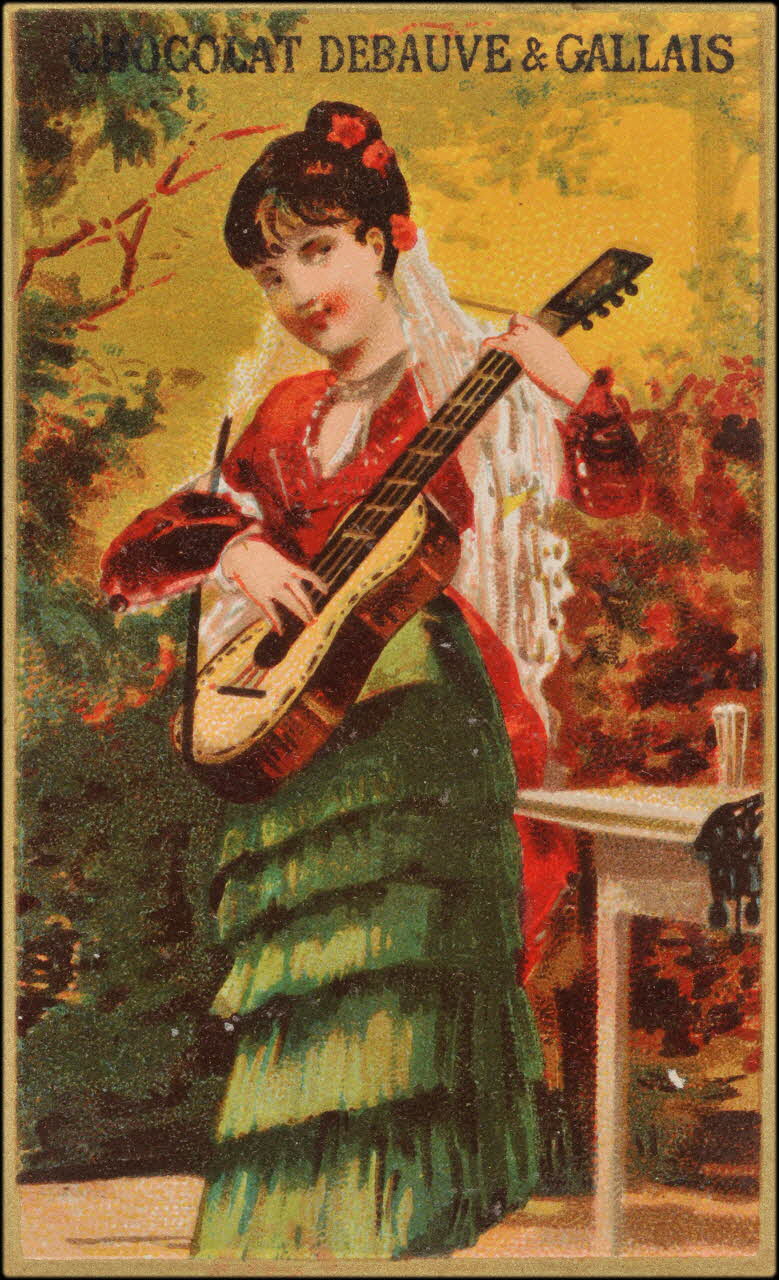 carte réclame Femme espagnole jouant de la guitare 1994.31.30.2 Photo