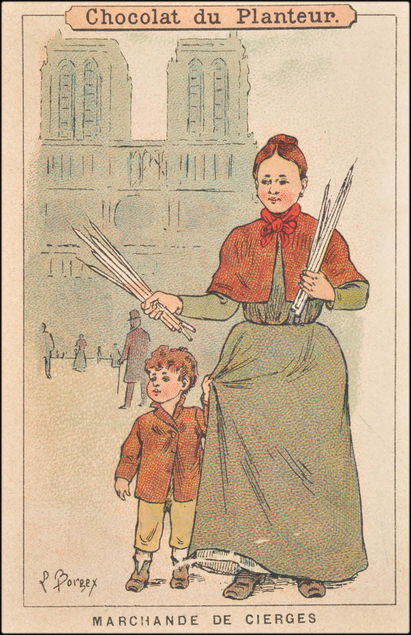 Louis Borgex carte réclame MARCHANDE DE CIERGES 1878-1914 1994.31.76.1 Photo