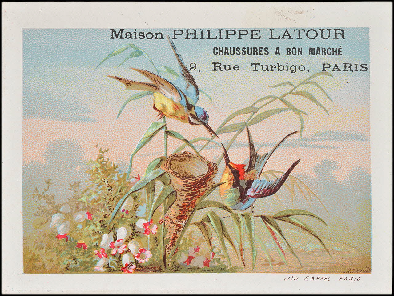 Parrot et Cie successeur carte réclame chromo Paris 1878-1890 1995.1.1611.11 Photo