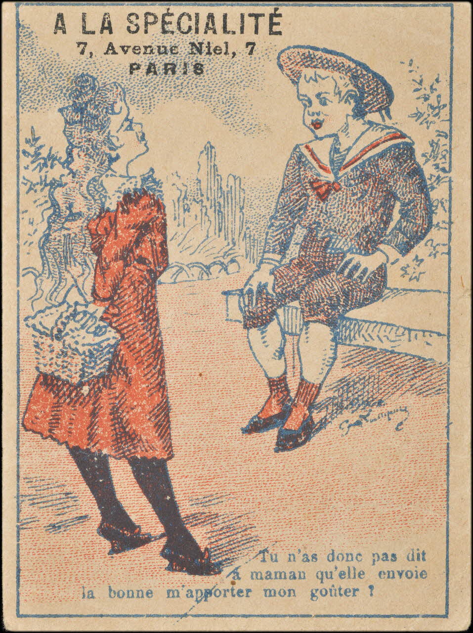 Sénécaut ; Lis E. carte réclame chromo Paris 1900 1995.1.2794.1 Photo