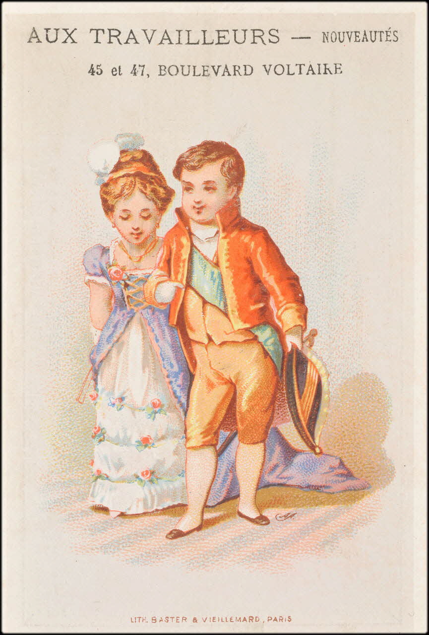 A. A. ; Baster & Vieillemard carte réclame chromo Paris 1878-1914 1995.1.3133.2 Photo