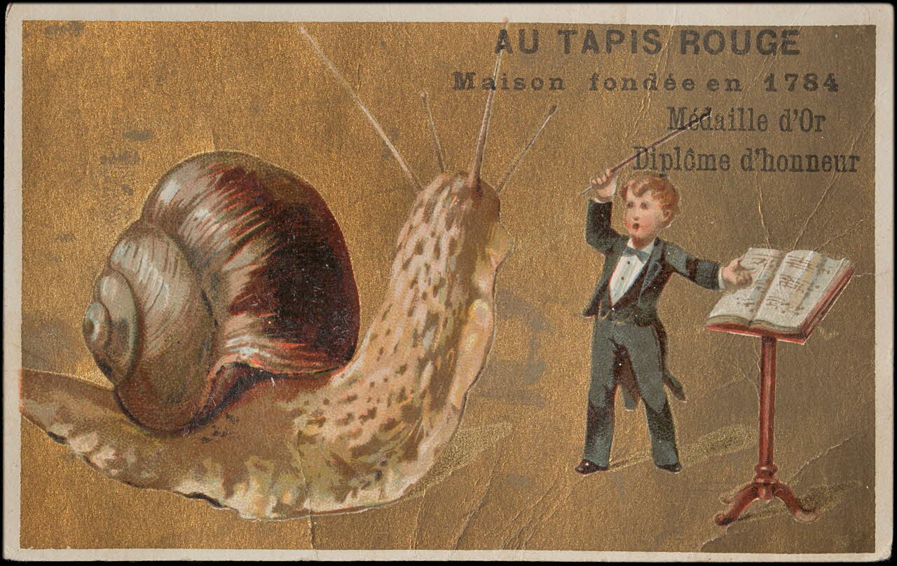 carte réclame Chef d'orchestre avec un escargot. 1998.77.15.4 Photo