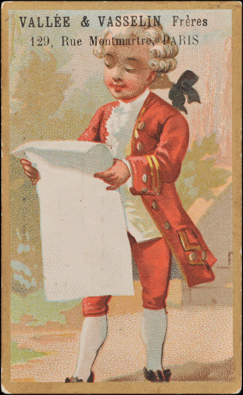 carte réclame Garçon du XVIIIe lisant un document 1998.77.20.1 Photo