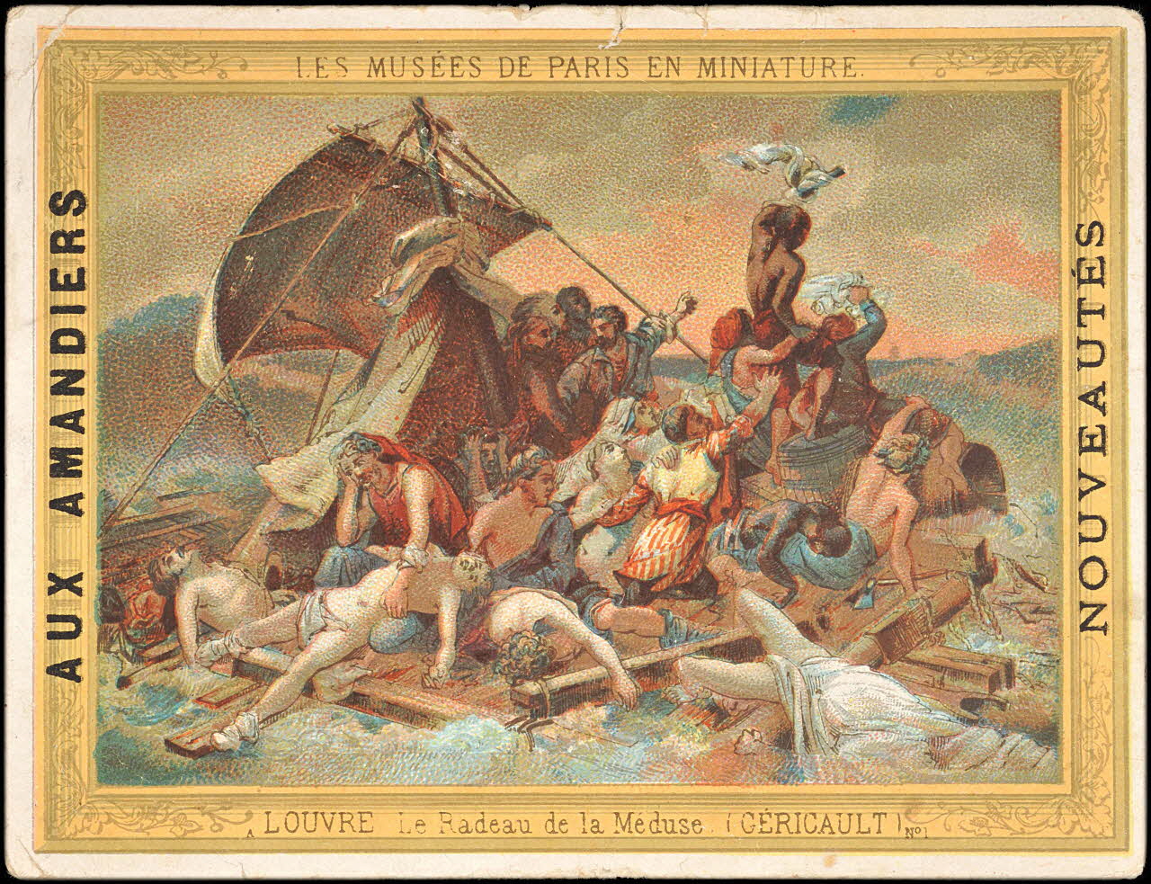 carte réclame LES MUSEES DE PARIS EN MINIATURE.  LOUVRE Le Radeau de la Méduse. (GERICAULT) 1998.77.241.1 Photo