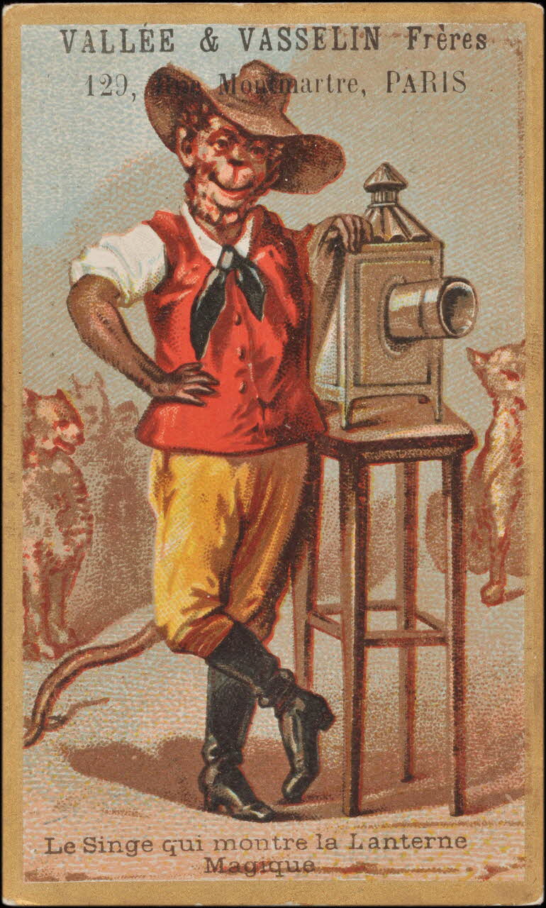 carte réclame Le Singe qui montre la Lanterne  Magique 1998.77.32.4 Photo