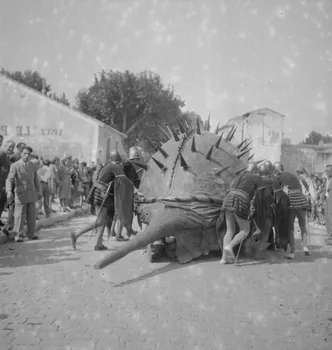 Pierre Soulier photographie Fêtes de la tarasque organisée par la commune libre de Jarnègues les 22, 23 et 24 juin 1946 à Tarascon Provence-Alpes-Côte d'Azur, France 1946/6/23 Ph.1946.118.87  Photo Mucem / Pierre Soulier