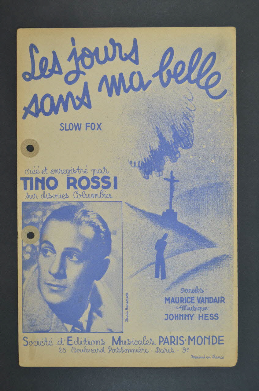 Maurice Vandair ; Johnny Hess ; Tino Rossi ; Paris-Monde; chanson petit format 1941 1965.121.131 Photo Mucem