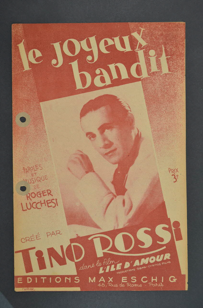Roger Lucchesi ; Tino Rossi ; Éditions Max Eschig chanson petit format 1944 1965.121.151 Photo Mucem