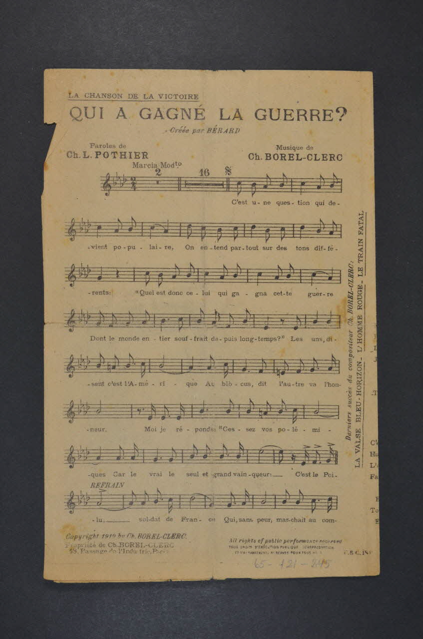 chanson petit format 1965.121.245 Photo Mucem