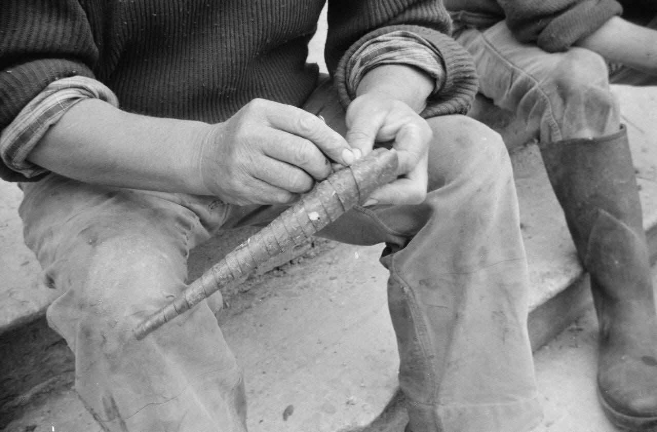 Jean Raisky photographie MNATP. Recherches coopératives sur programme sur le Châtillonnais (1966-1968). Mission d'ethnomusicologie 3 B. Claudie Marcel-Dubois et Maguy Andral. Bourgogne, France 1967/6/1 Ph.1967.89.14 Photo