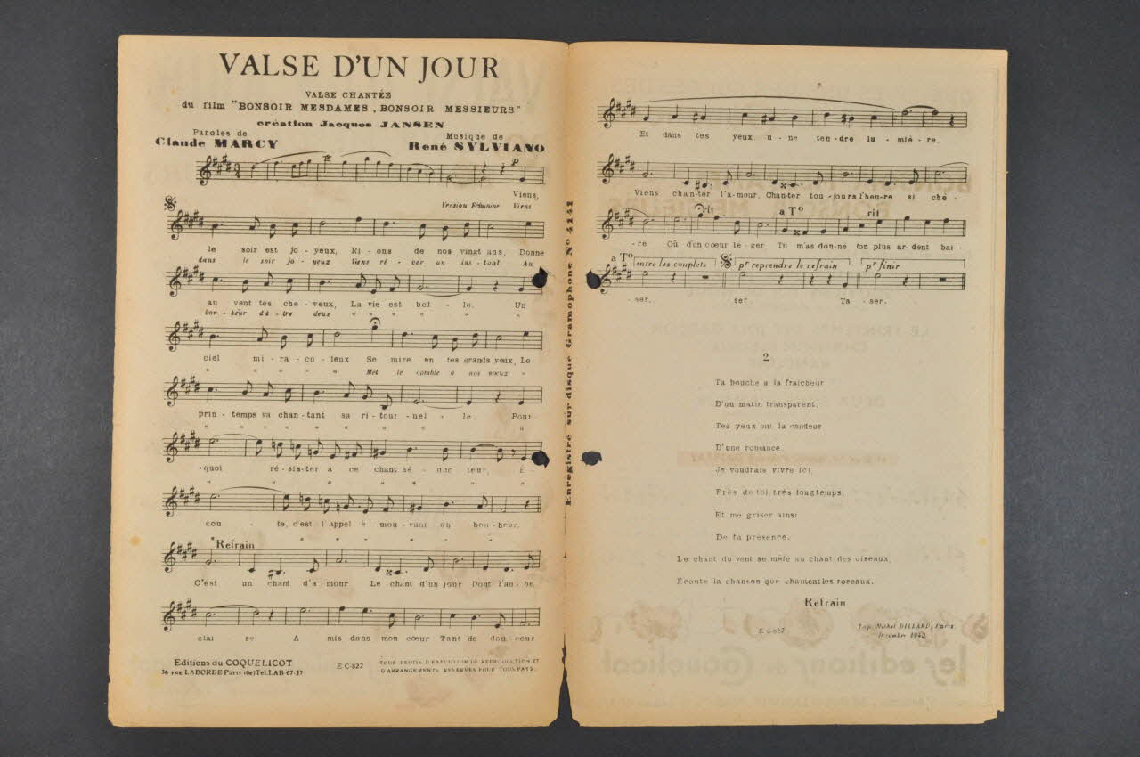 chanson petit format 1965.121.309  Photo Mucem