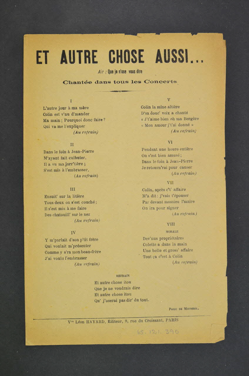 chanson petit format 1965.121.390 Photo Mucem