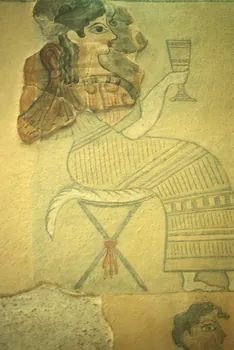 photographie Divinite recevant une offrande. Palais de knossos, megaron de la reine. Musée d'Héraklion Ph.1998.115.17 Photo