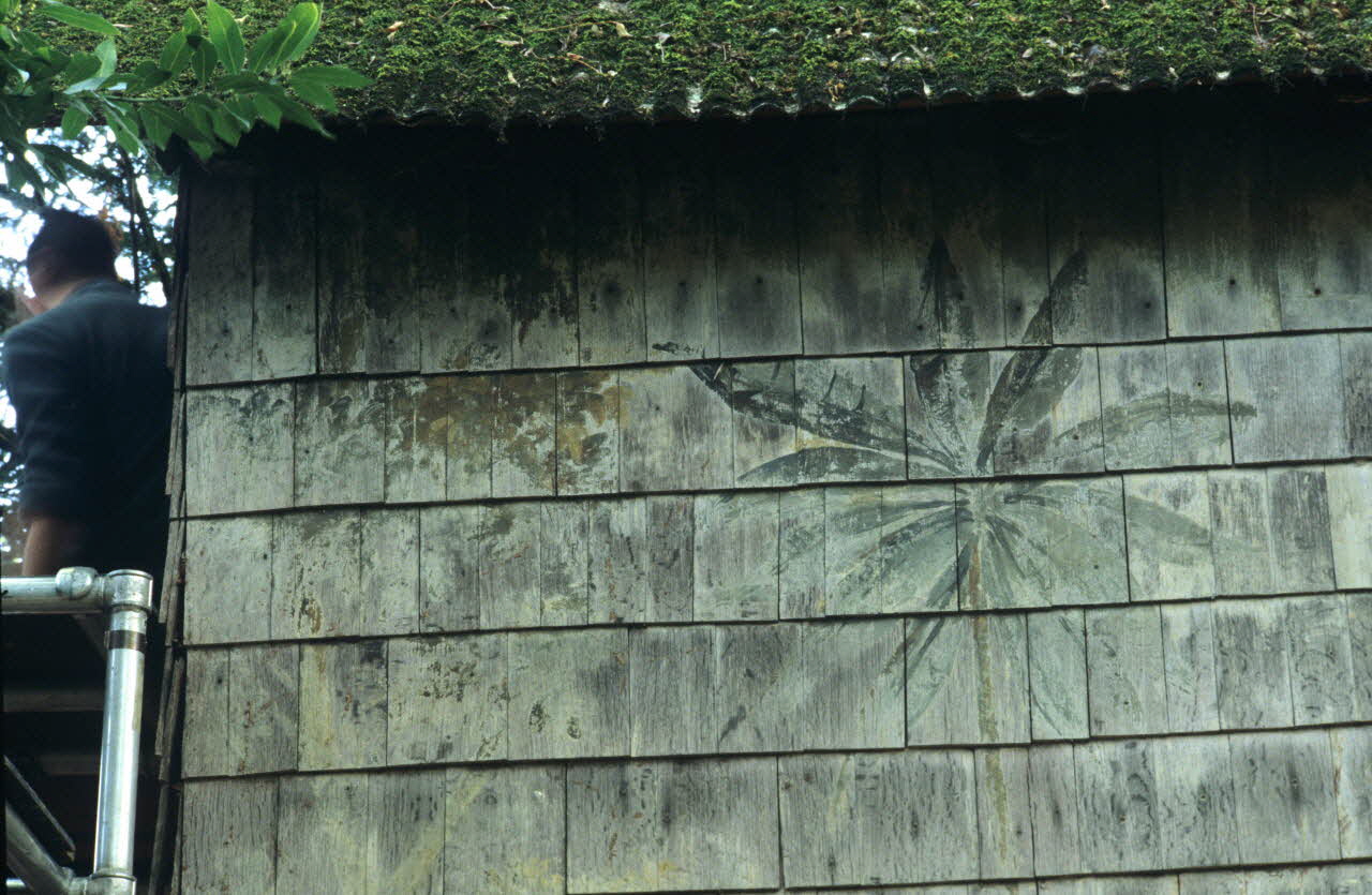 Joffrey Pleignet photographie Ile de la Cagouillère sur le Clain. Démontage d'une cabane de pêche acquise par le MNATP Poitou-Charentes, France 1999/10/10 Ph.1999.66.179 Photo