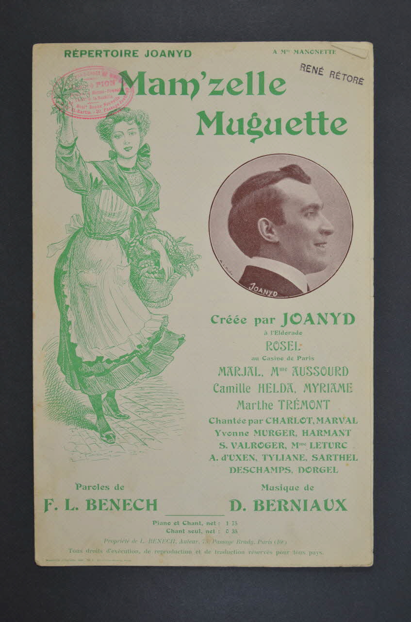 Ferdinand Louis Bénech ; Désiré Berniaux ; Joanyd chanson petit format 1908 1966.121.111 Photo Mucem