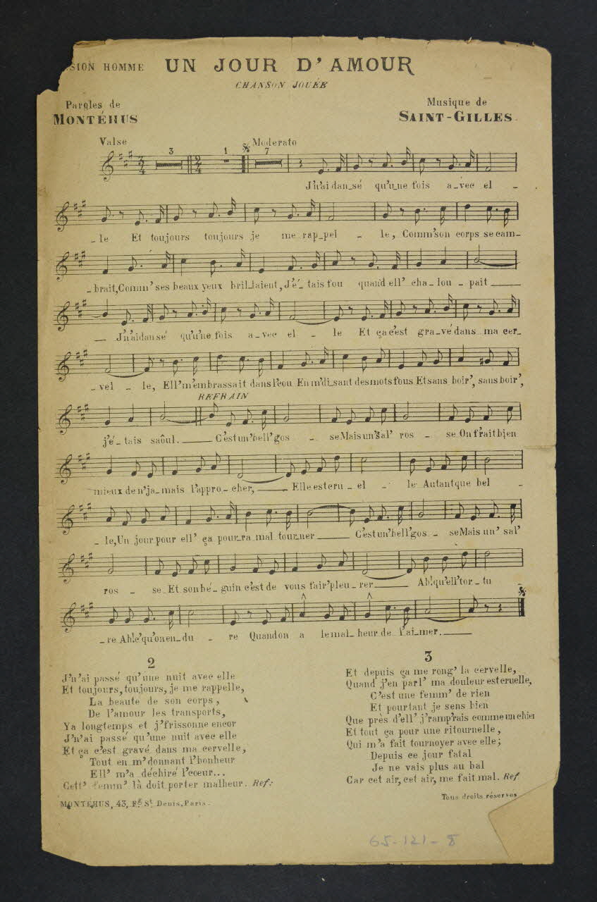 chanson petit format 1965.121.553 Photo Mucem