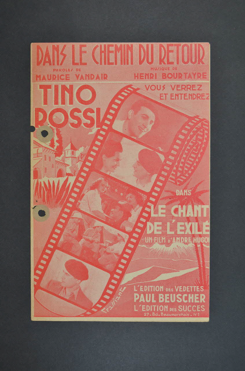 Maurice Vandair ; Henri Bourtayre ; Tino Rossi ; Paul Beuscher, Editions chanson petit format 1942 1965.121.86 Photo Mucem