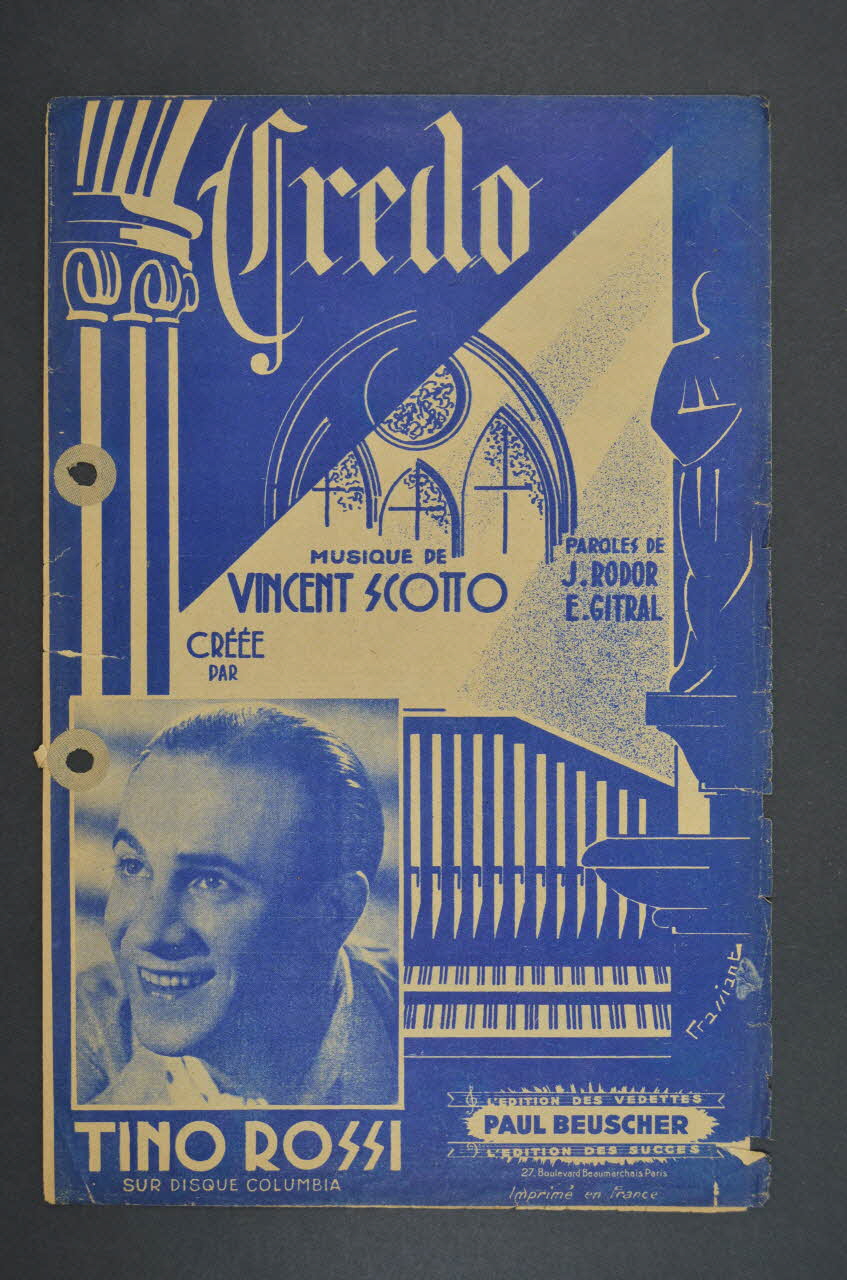 Jean Rodor ; Vincent Scotto ; Gitral ; Tino Rossi ; Paul Beuscher, Editions chanson petit format 1941 1965.121.87 Photo Mucem