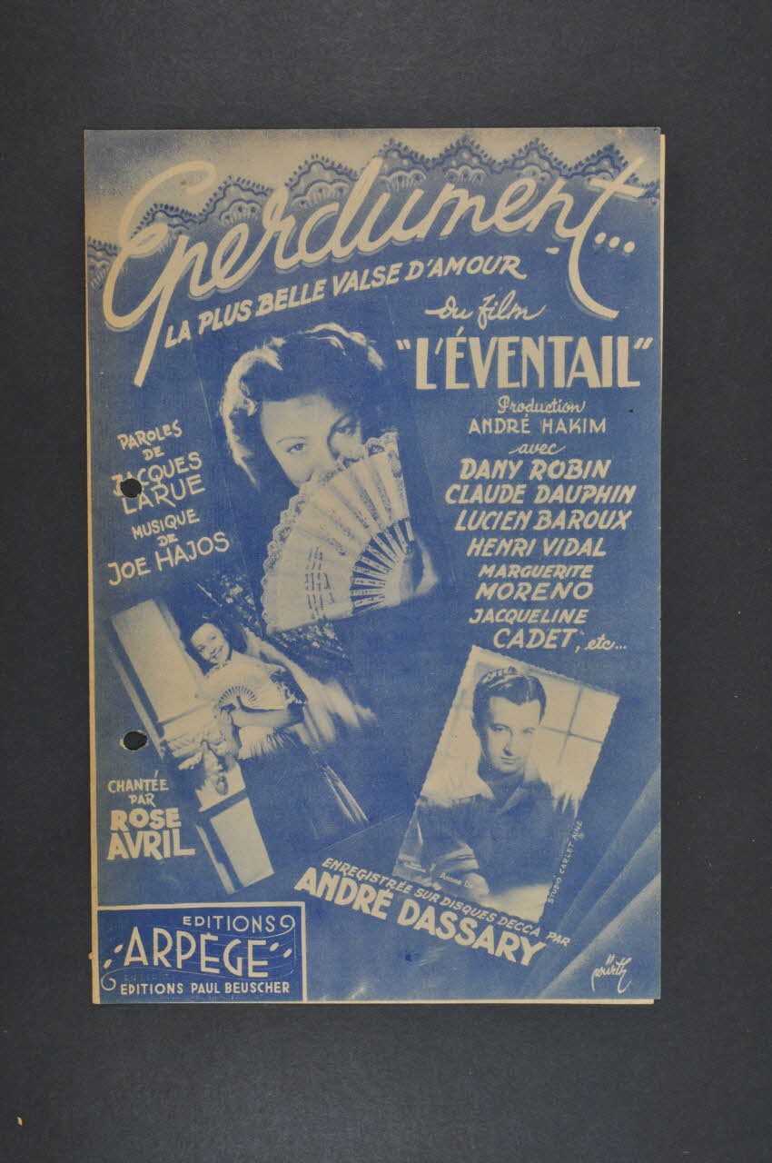 Jacques Larue ; Joe Hajos ; Rose Avril ; André Dassary ; Arpège; chanson petit format 1947 1965.121.94 Photo Mucem