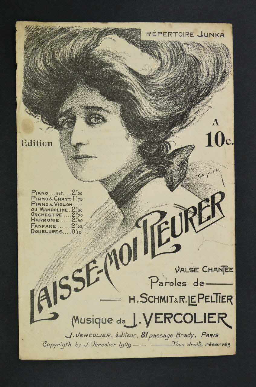 H. Schmitt ; J. Vercolier ; Raoul Le Peltier chanson petit format 1909 1966.121.138 Photo Mucem