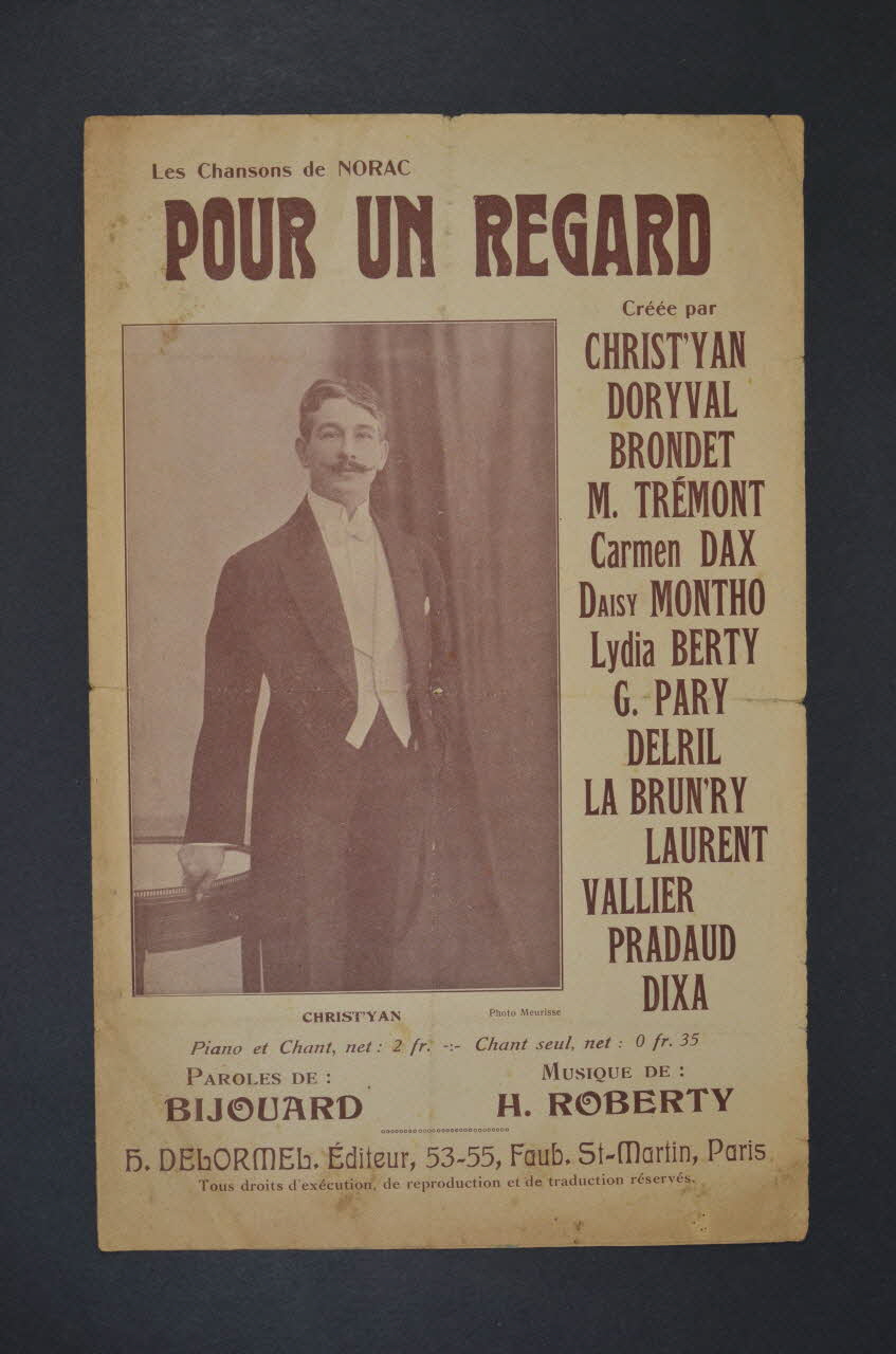 Bijouard ; H. Roberty ; Christ'yan ; H. Delormel chanson petit format 1917 1966.121.146 Photo Mucem
