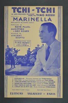 Géo Koger ; Vincent Scotto ; René Pujol ; E Audiffred ; Tino Rossi ; Salabert chanson petit format 1936 1965.128.9 Photo Mucem