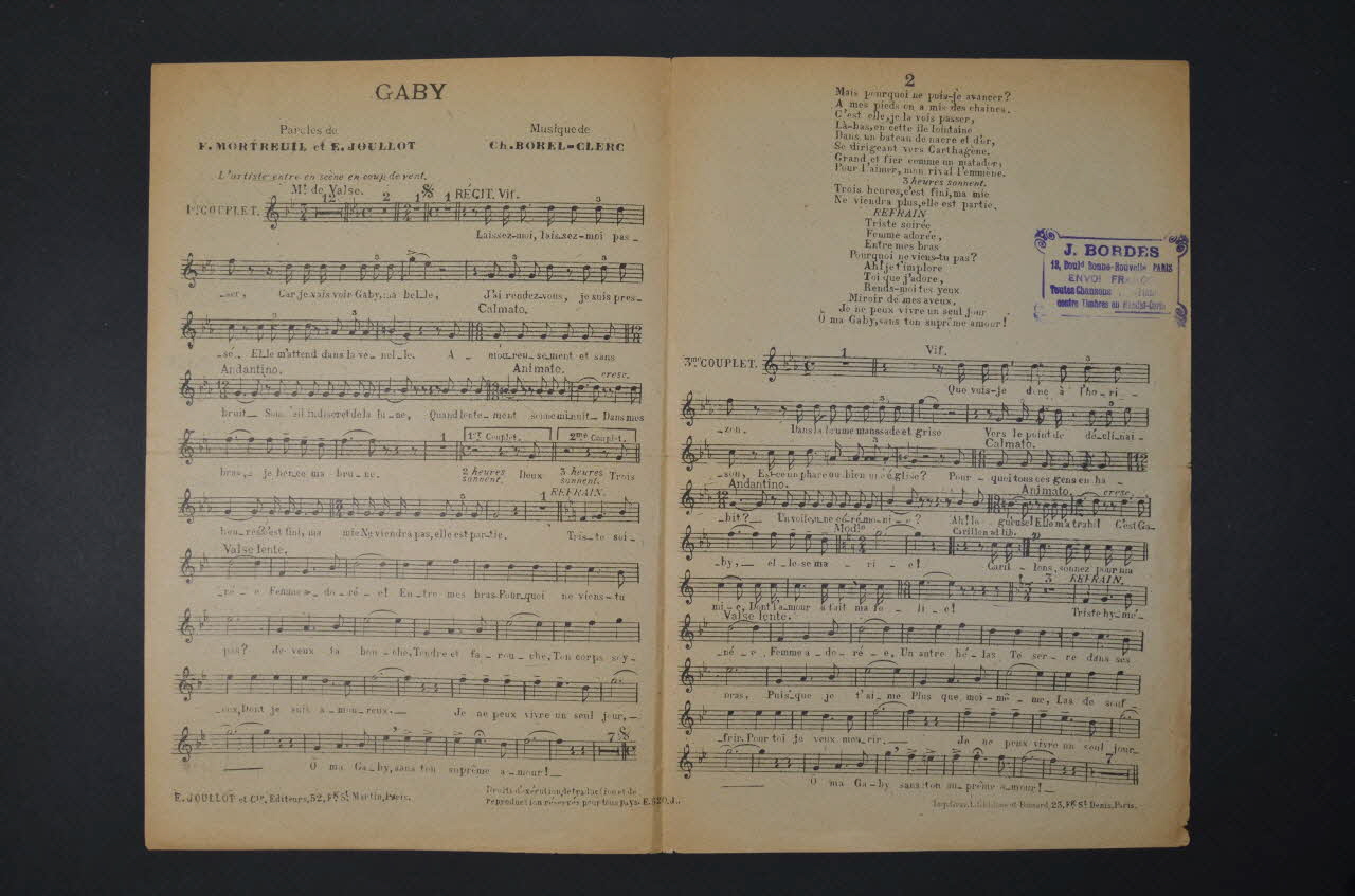 chanson petit format 1965.134.12 Photo Mucem