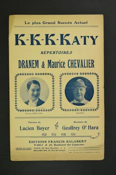 Geoffrey O'hara ; Lucien Boyer ; Maurice Chevalier ; Dranem chanson petit format 1918 1965.134.14 Photo Mucem