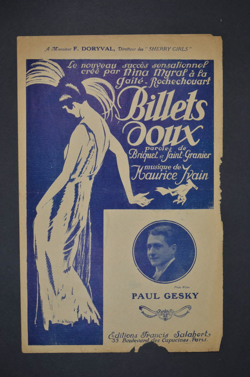 Paul Briquet ; Maurice Yvain ; Charles Saint-Granier ; Nina Myral ; Paul Gesky ; Francis F. Salabert chanson petit format 1921 1965.134.16 Photo Mucem