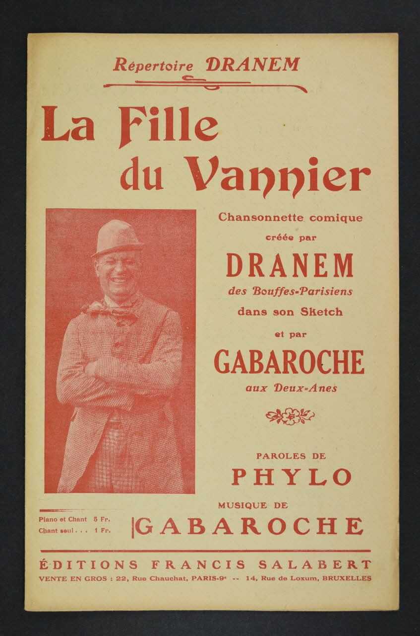 Phylo ; Gaston Gabaroche ; Dranem ; Francis F. Salabert chanson petit format 1926 1966.121.17 Photo Mucem