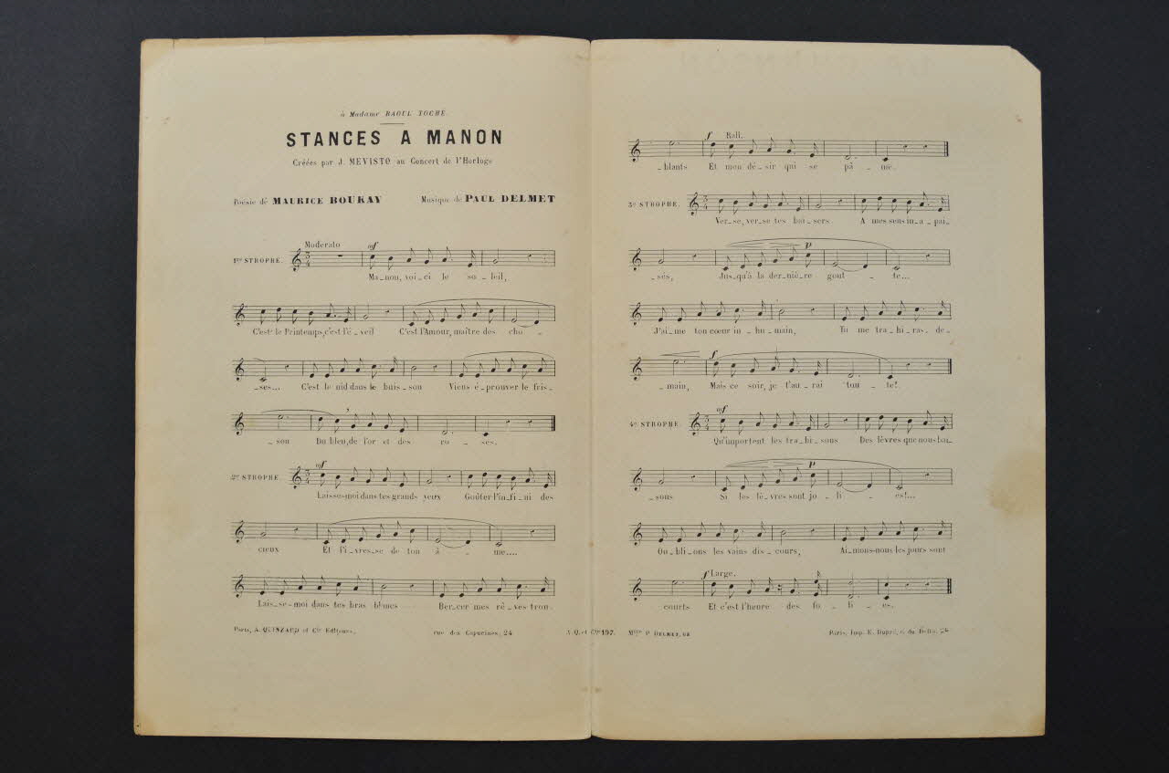Paul Delmet ; Maurice Boukay ; Jules Mévisto chanson petit format 1932 1965.134.2 Photo Mucem