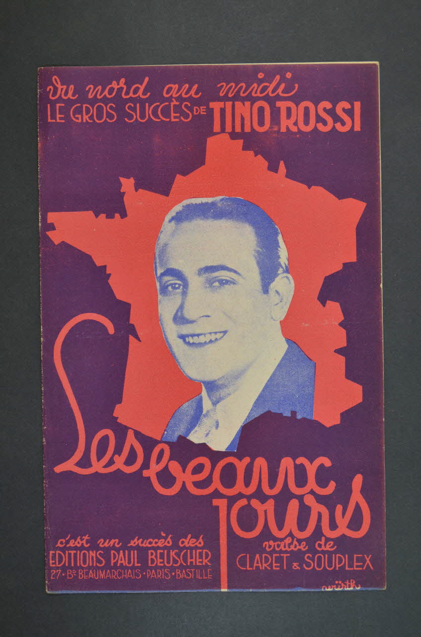 Raymond Souplex ; Gaston Claret ; Tino Rossi ; Paul Beuscher chanson petit format 1936 1966.121.181 Photo Mucem